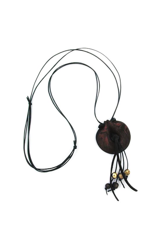 NECKLACE RINGS BROWN-BLACKE MATTE 100CM