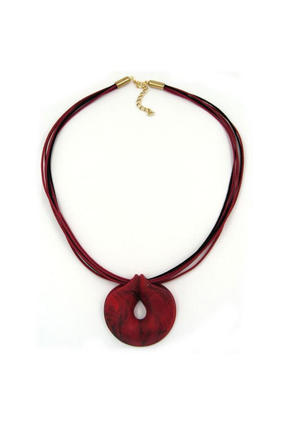 NECKLACE ROUND RED-BLACK 55CM