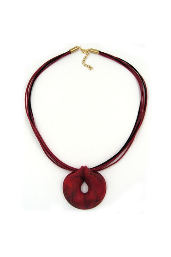 NECKLACE ROUND RED-BLACK 55CM