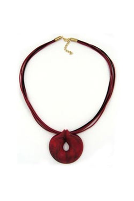 NECKLACE ROUND RED-BLACK 55CM