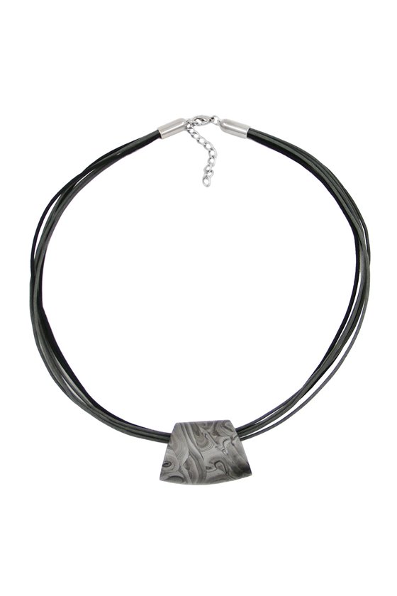 NECKLACE TRAPEZIUM GREY-BLACK 50CM