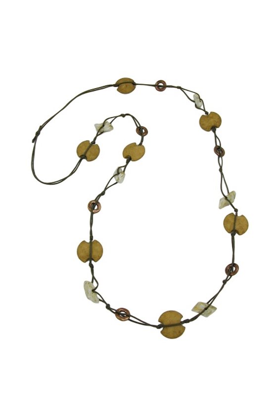 NECKLACE BAROQUE BEADS GREEN-OLIVE 100CM