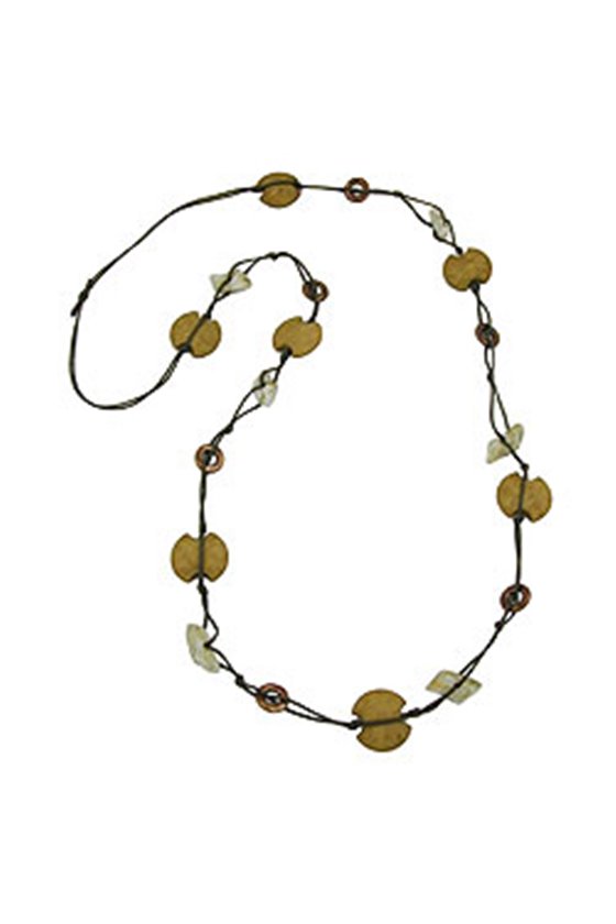 NECKLACE BAROQUE BEADS GREEN-OLIVE 100CM