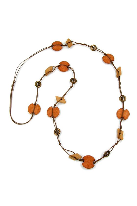 NECKLACE BAROQUE BEADS BROWN 100CM
