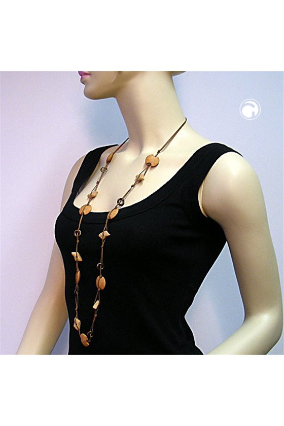 NECKLACE BAROQUE BEADS BROWN 100CM