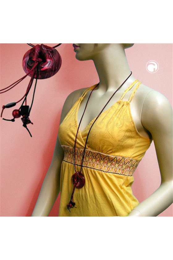 NECKLACE RED BLACK 100CM