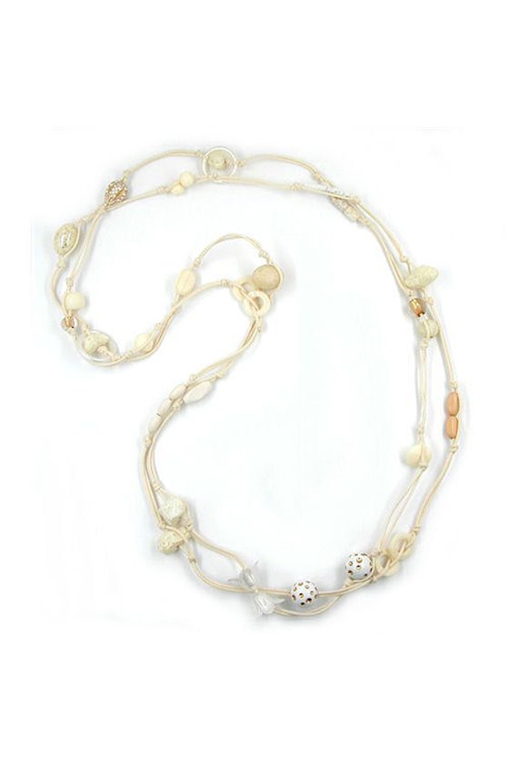 NECKLACE CREME-IVORY-GOLD ENDLESS 100CM