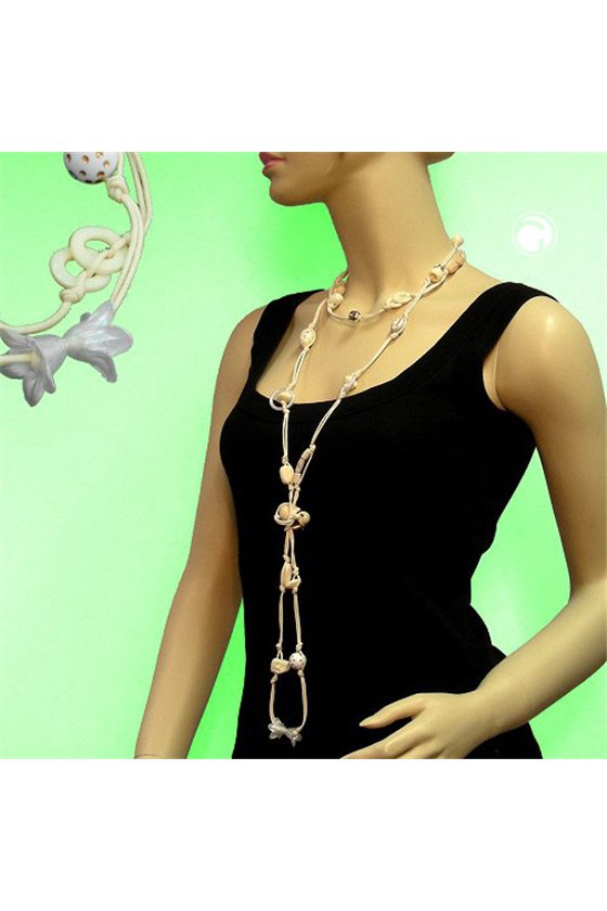 NECKLACE CREME-IVORY-GOLD ENDLESS 100CM