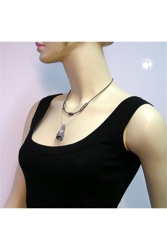 NECKLACE BAROQUE DROPBEADS SILVER-TONE 50CM