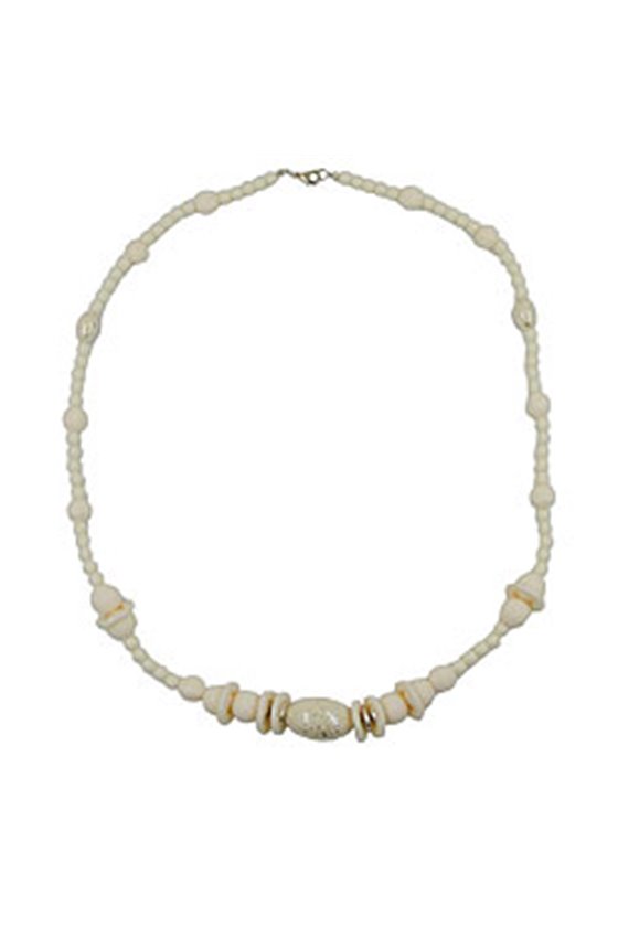 NECKLACE BEADS CREME SILVER-TONE 70CM