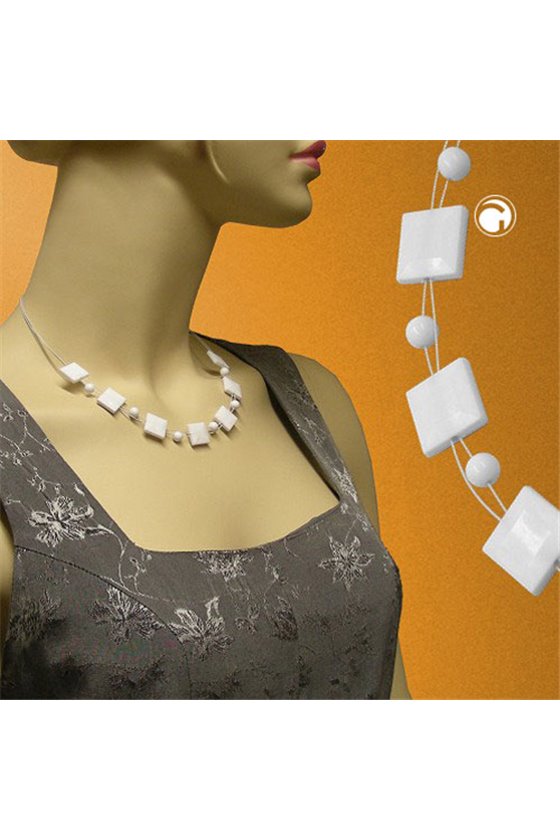 NECKLACE SQUARE WHITE-SHINY 45CM