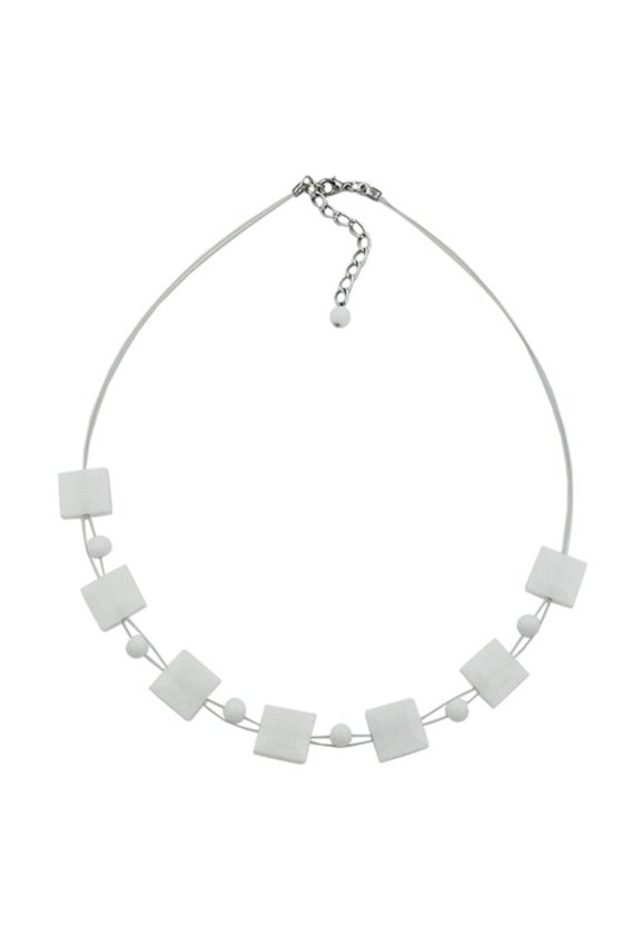 NECKLACE SQUARE WHITE-SHINY 45CM