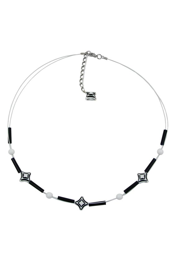 NECKLACE CUBE BEADS BLACK WHITE