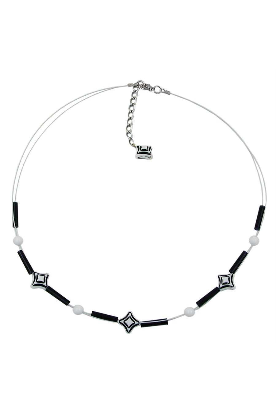 NECKLACE CUBE BEADS BLACK WHITE