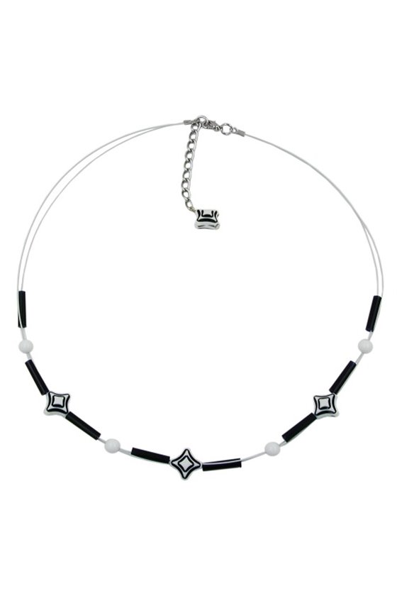 NECKLACE CUBE BEADS BLACK WHITE