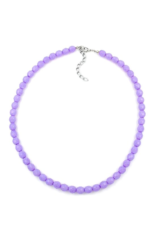 NECKLACE GLASS BEADS LILAC 45CM