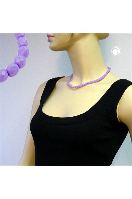 NECKLACE GLASS BEADS LILAC 45CM