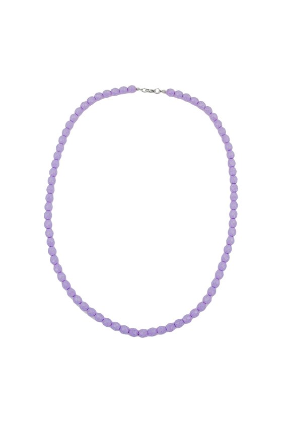 NECKLACE GLASS BEADS LILAC 60CM