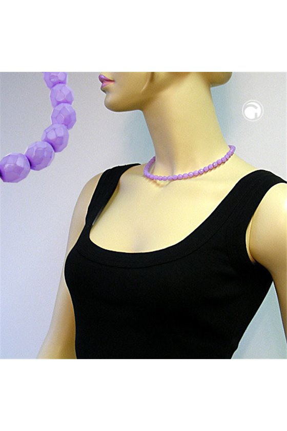 NECKLACE GLASS BEADS LILAC 42CM