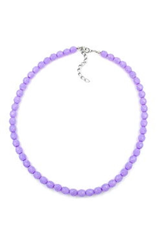 NECKLACE GLASS BEADS LILAC 42CM