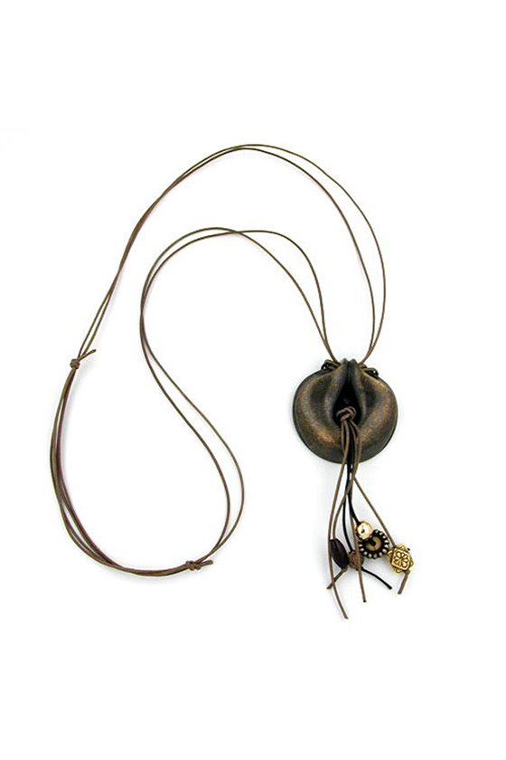 NECKLACE RINGS ANTIQUE BRASS BROWN 100CM