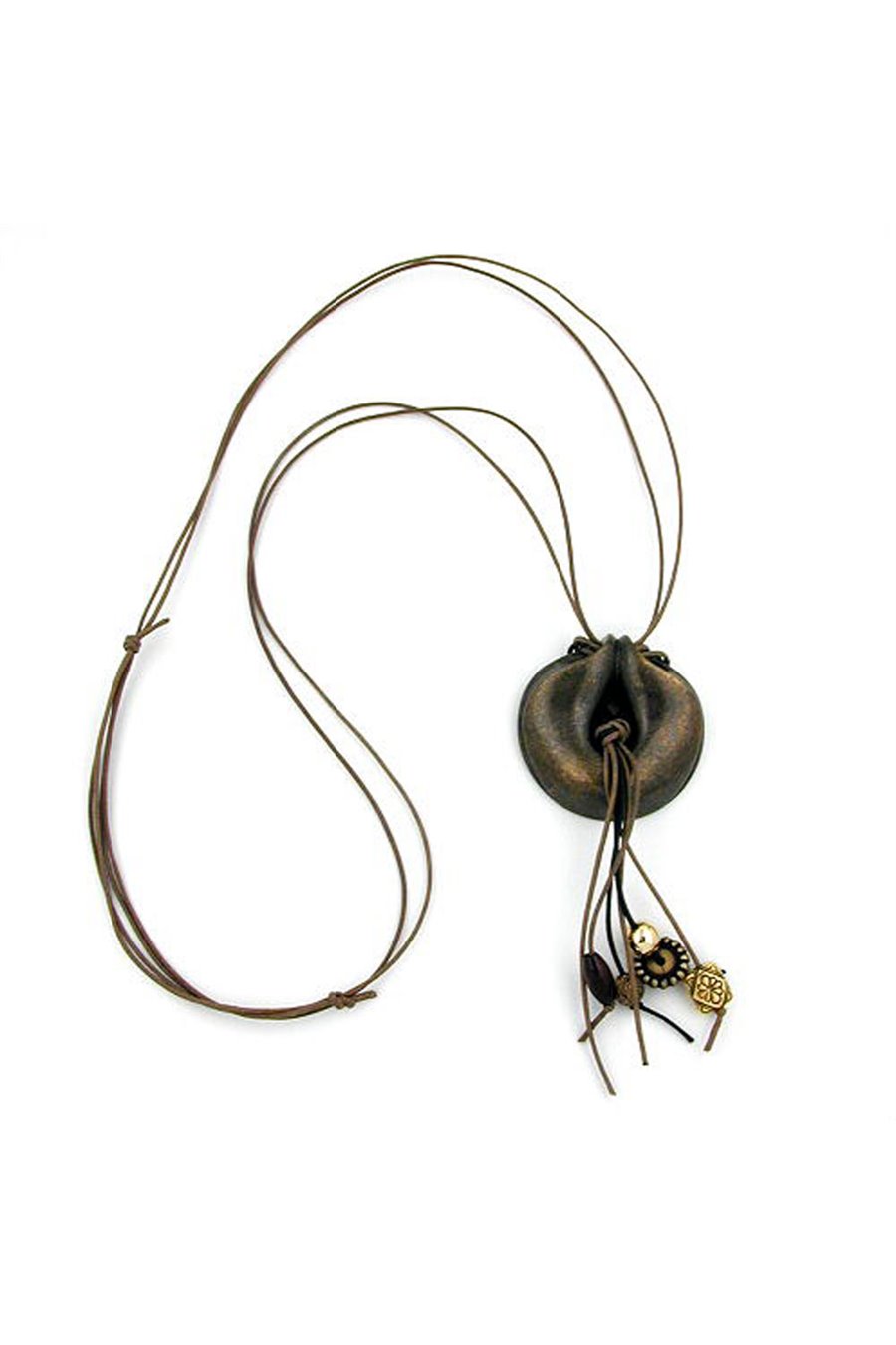 NECKLACE RINGS ANTIQUE BRASS BROWN 100CM