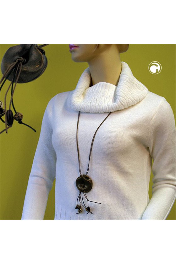 NECKLACE RINGS ANTIQUE BRASS BROWN 100CM