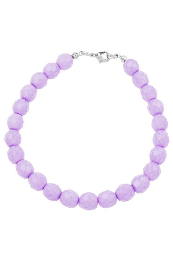 BRACELET GLASS BEADS LILAC 19CM