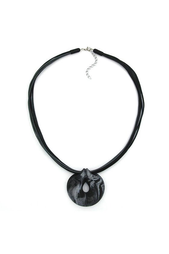NECKLACE AMULET GREY-BLACK 50CM