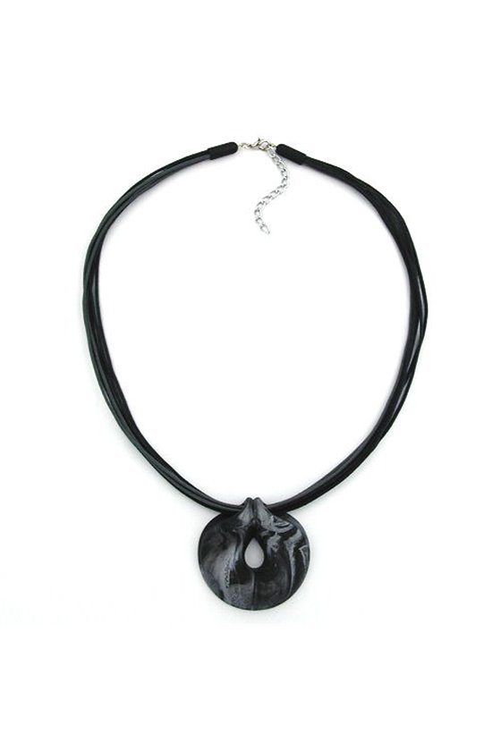 NECKLACE AMULET GREY-BLACK 50CM