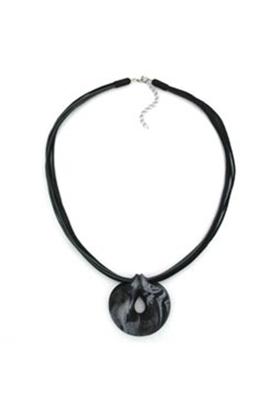 NECKLACE AMULET GREY-BLACK 50CM