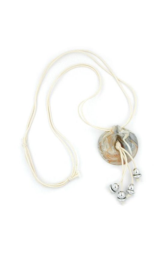 NECKLACE AMULET GREY-WHITE-BROWN 100CM