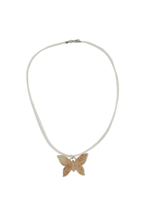 NECKLACE BUTTERFLY WHITE/ BROWN
