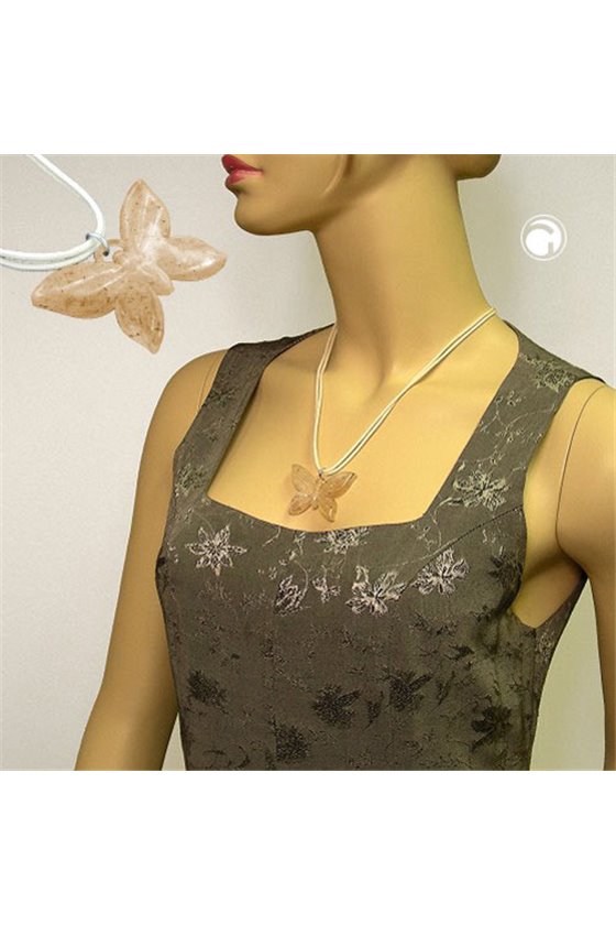 NECKLACE BUTTERFLY WHITE/ BROWN
