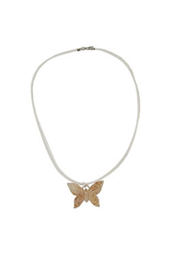 NECKLACE BUTTERFLY WHITE/ BROWN