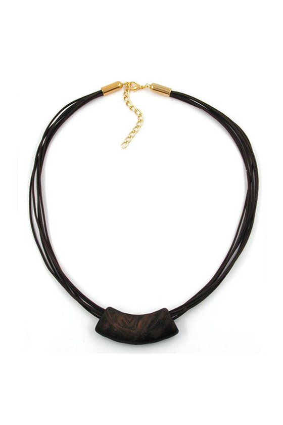 NECKLACE TUBE FLAT CURVED BROWN 50CM