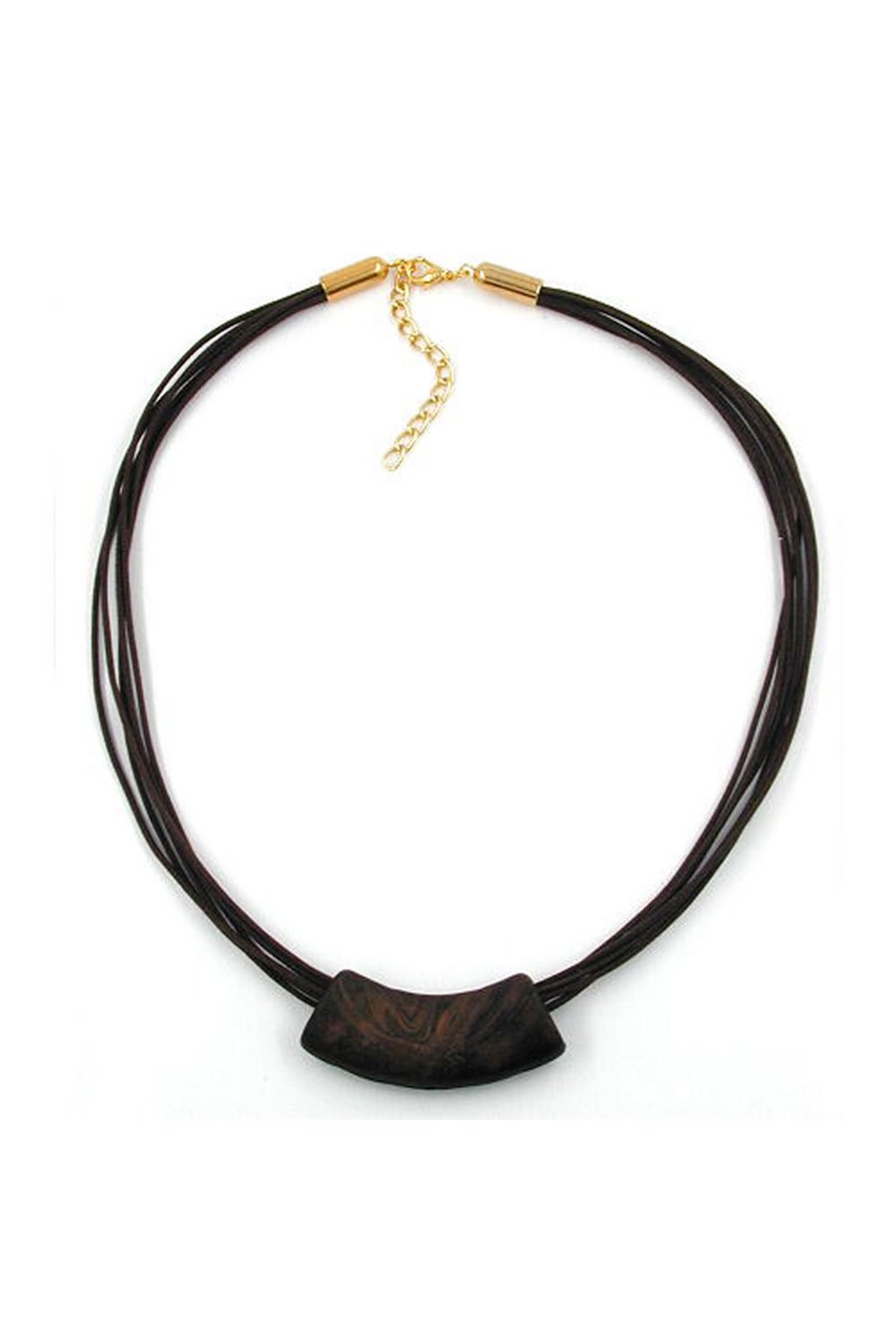 NECKLACE TUBE FLAT CURVED BROWN 50CM