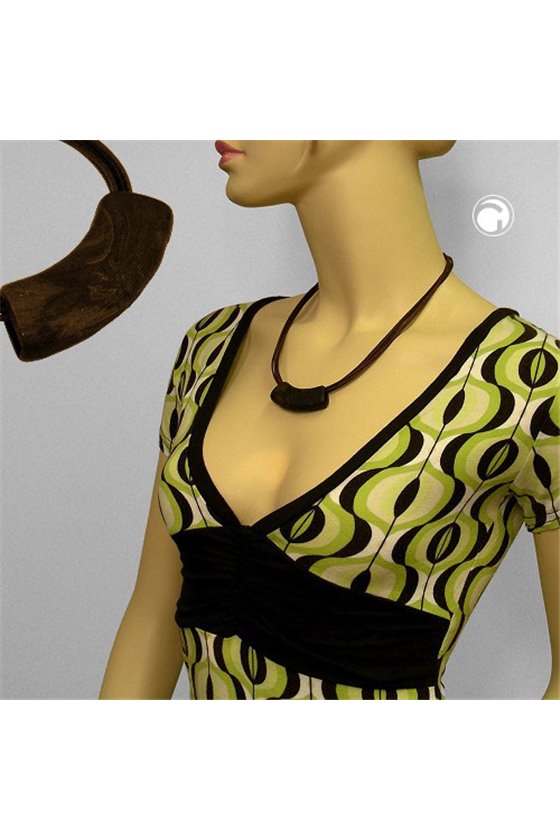 NECKLACE TUBE FLAT CURVED BROWN 50CM