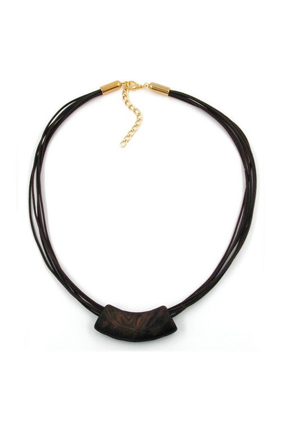 NECKLACE TUBE FLAT CURVED BROWN 50CM