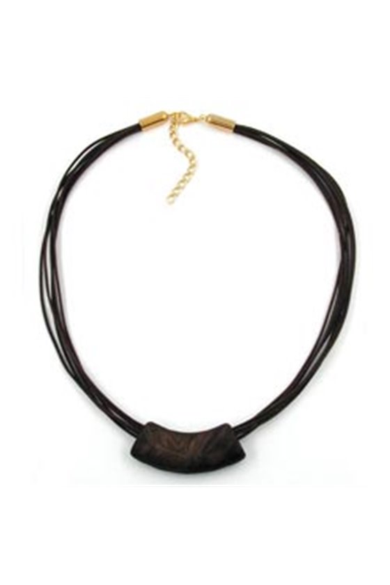 NECKLACE TUBE FLAT CURVED BROWN 50CM