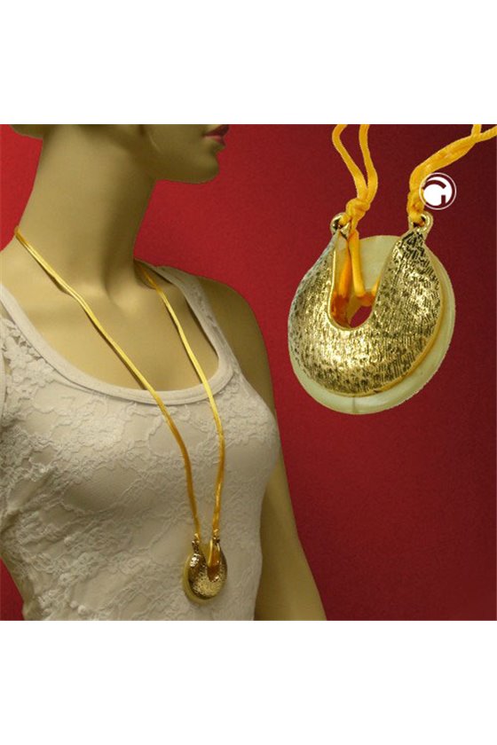 NECKLACE AMULET HORSE SHOE YELLOW