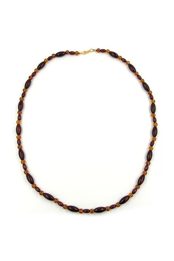 NECKLACE WOODEN BEADS DARK BROWN