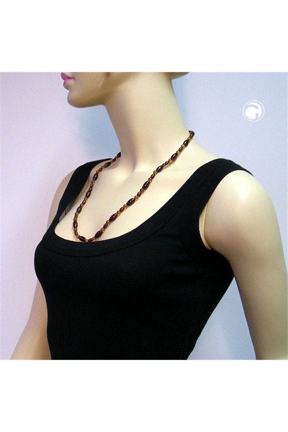 NECKLACE WOODEN BEADS DARK BROWN
