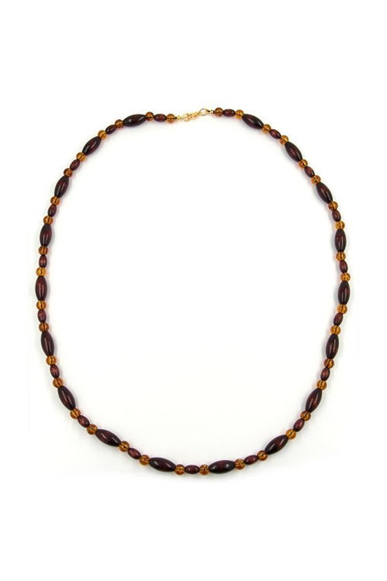 NECKLACE WOODEN BEADS DARK BROWN