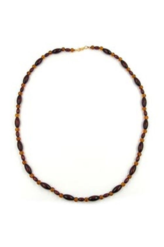 NECKLACE WOODEN BEADS DARK BROWN
