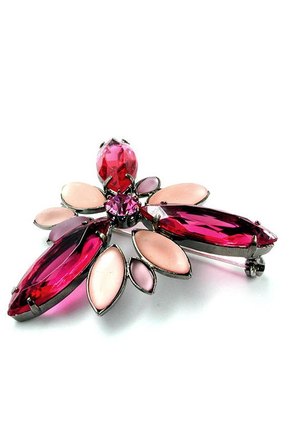 BROOCH PINK SILVER