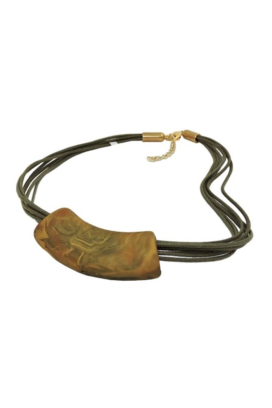 NECKLACE TUBE FLAT CURVED GREEN-OLIVE 50CM