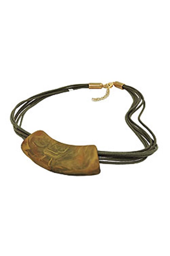 NECKLACE TUBE FLAT CURVED GREEN-OLIVE 50CM