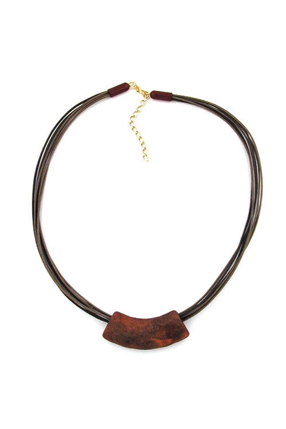 NECKLACE TUBE FLAT CURVED BROWN 50CM