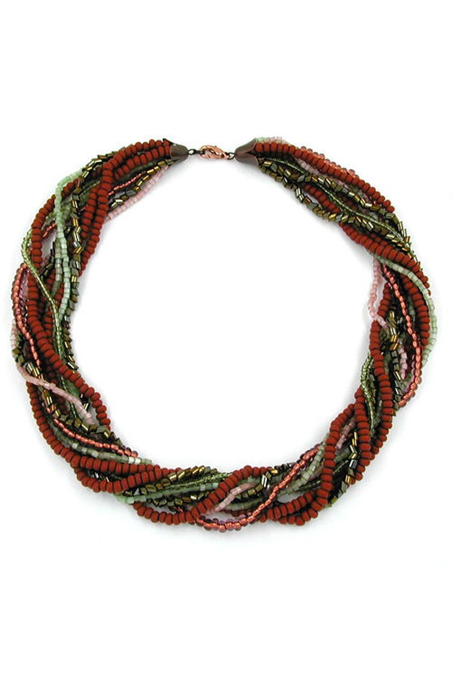 NECKLACE ROCAILLE BROWN-OLIVE